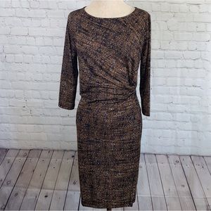 Talbots Faux Wrap Print Dress Size Large Petite